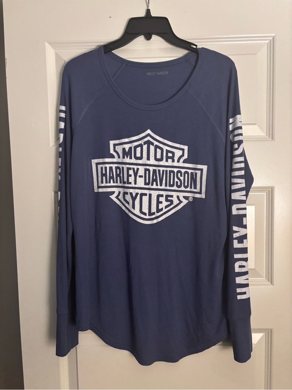 Harley-Davidson Navy Long Sleeve Shield Tee with White Logo